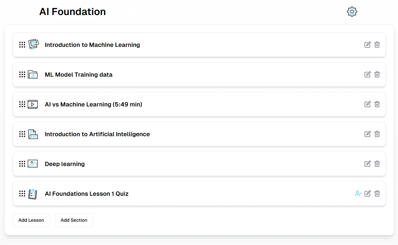 Lessons Features